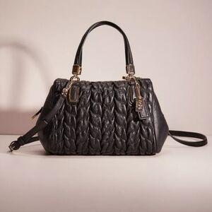 Coach Black Gathered Twist Leather Madison Small Madeline Satchel